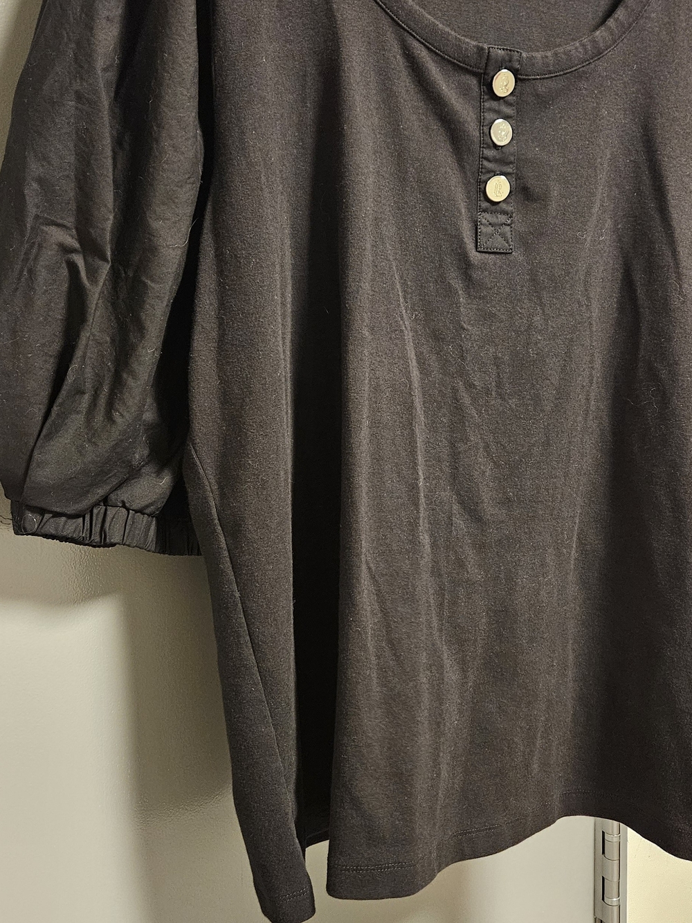 Ralph Lauren Long Sleeve Henley Top With Puff Sleeves. Office Wear, Teacher